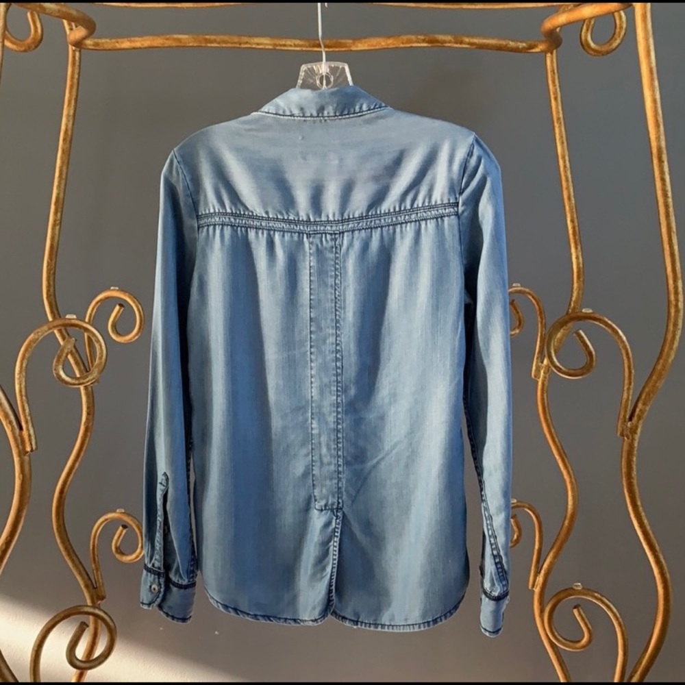 Anthro Women’s Holding Horses Chambray Western Denim Blouse Boho Cowgirl XS - Picture 6 of 9